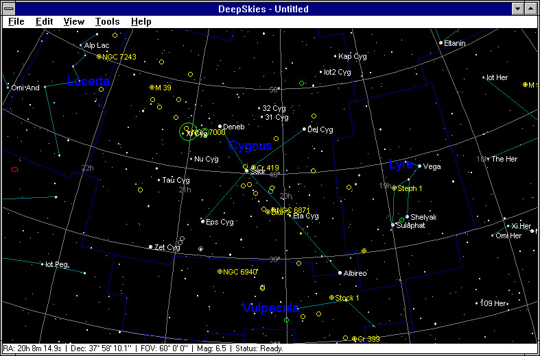 Screenshot of DeepSkies star atlas